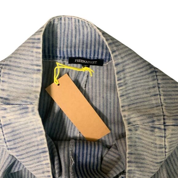 Play My Way Super Wide Leg Pleated Denim Jeans Pants Acid Wash Stripe NWT sz LG - Picture 9 of 11